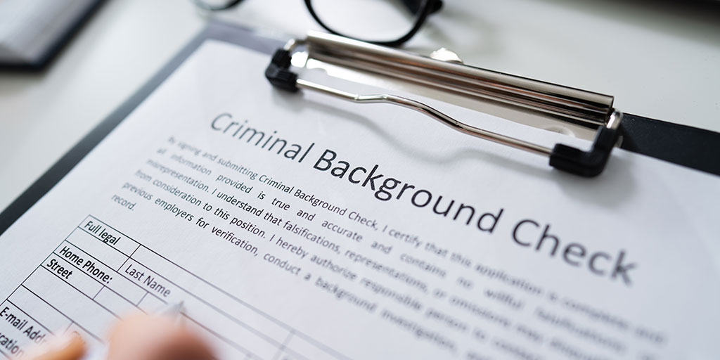 Close up on criminal background check document