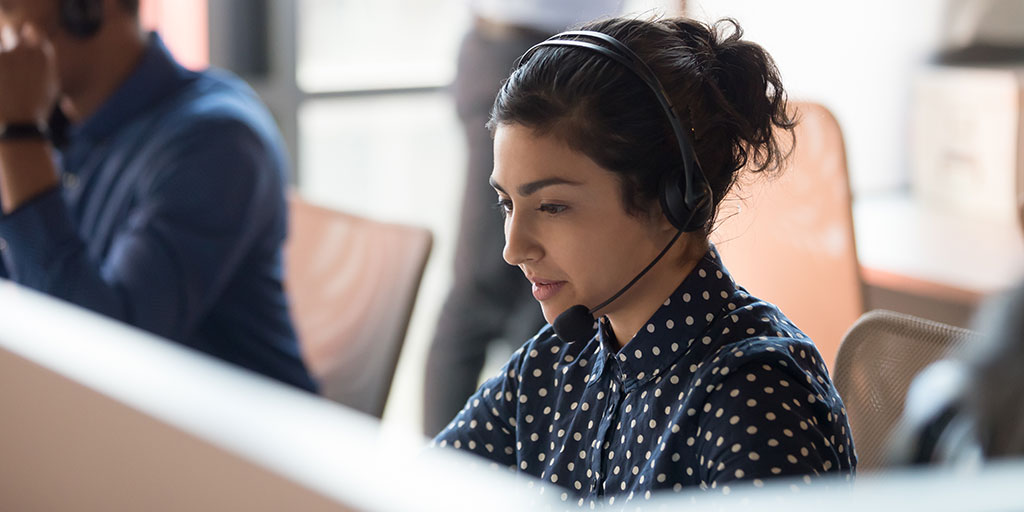 Woman in a call center.