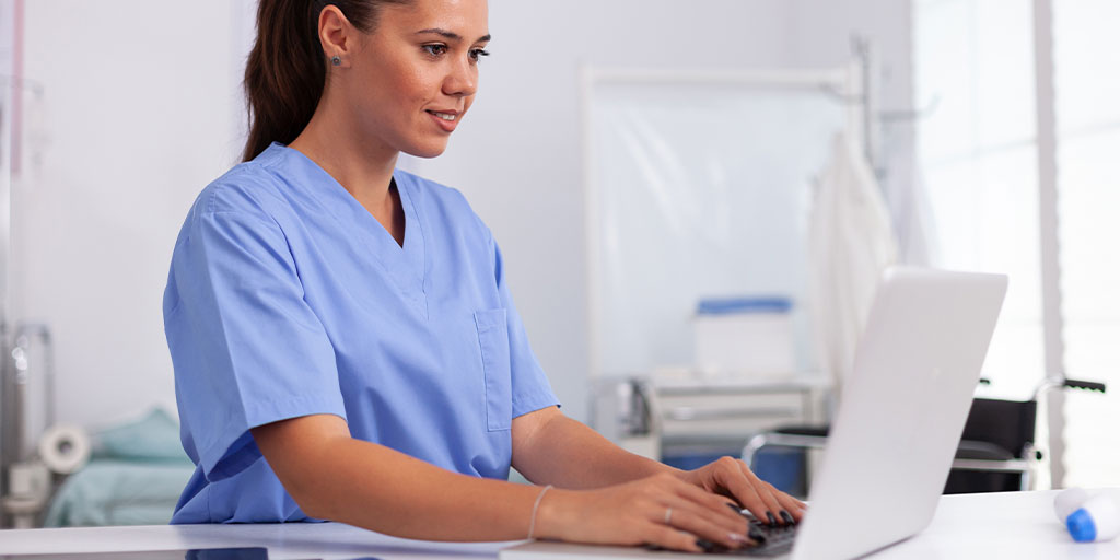 Physician on a computer
